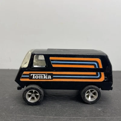 HTF Tiny Tonka 1979 Black Van #941 com listras laranja 5" produção apenas de um ano - Imagem 1 de 4