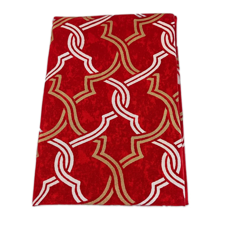 Tecido Waverly Inspirations ouro vermelho geométrico sarja estofado decoração para casa 37x54 - Imagem 1 de 4