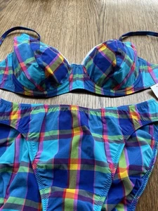 Bikini von Huit NEU 80B m. Bügel u. Höschen in 42 Mehrfarbiges Karo - Bild 1 von 5