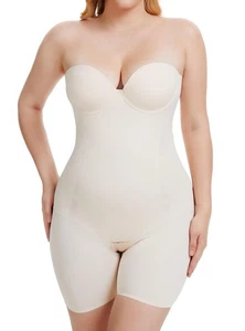 Decorus Trägerloser Shapewear Body Bauchkontrolle Ganzkörper Shaper BH Nude L  - Bild 1 von 9