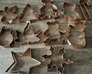 11 Piece Copper Cookie Cutters Lot Holiday Miscellaneous - Picture 1 of 4