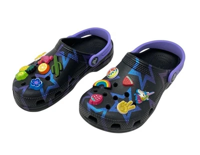 CROCS Niñas Icónico Confort Disco Baile Negro Ombre Púrpura Azul Estrellas Dijes 13 Foto 1 de 4