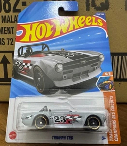 2025 HOT WHEELS MAINLINE CASE Q TRIUMPH TR6 RTH TRACK CHAMPS LONG CARD - Picture 1 of 3