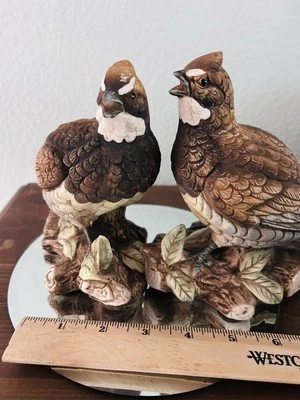 Par de estatuillas de bisque de porcelana de colección Game Bird Bobwhite QUAIL Foto 1 de 4