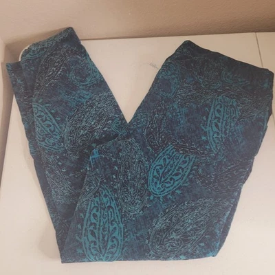 Chico size 3 pants XL velvet zip button pockets Paisley straight blue - Image 1 of 4