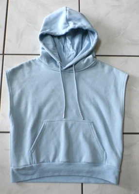 𝅺Fabletics Blue Cropped Sleeveless Fleece Hoodie Top S Athleisure Active H244 - Image 1 of 4