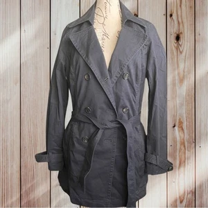 Sonoma Dark Blue Midi Length Trench Coat with Tie Size Medium - Picture 1 of 7