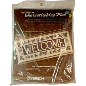 Vintage Paragon Kettenstich Plus Willkommen Handarbeit Stickerei Kit Größe 9" x 22" - Bild 1 von 4