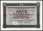 Schultheiss-Patzenhofer brasserie dernier bunker de Berlin RM1000 certificat d'stock 1932