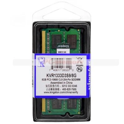 Kingston 8 GB Ram DDR3 1333 MHz PC3-10600S 1.5V 2RX8 SO-DIMM memoria para computadora portátil 8G - Imagen 1 de 4