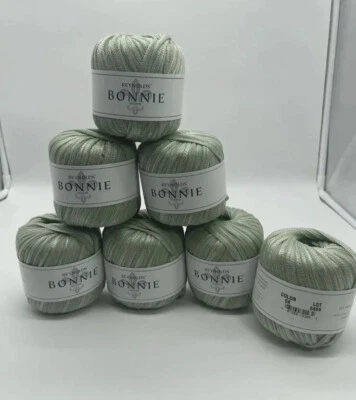 7- Reynolds BONNIE #04 Sage Green Lot 3469 Ribbon Yarn Skein Bulky Cotton Tape - Image 1 of 4