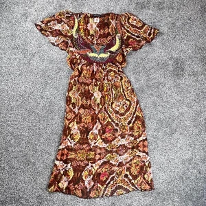 Antik Batik Womens Silk Maxi Dress Size M Sheer Boho Vacation Cover Up - Picture 1 of 15