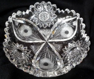 The Ultimate! ABP antique CUT GLASS unusual PATTERN 6" low RISE 1 1/2" BOWL-NICE - Picture 1 of 14