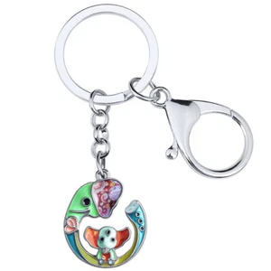 Mother's Day Enamel Alloy Cute Elephant Keychains Animals Jewelry Charms Gifts - Picture 1 of 11