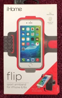 iHome-Flip-Sport-Pulsera-para-iPhone-6-6s-Flip-up-Credit-Card-Pocket-Rosa/Rojo Foto 1 de 4