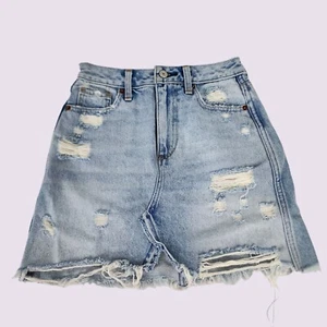 Abercrombie & Fitch Skirt Zoe Natural Rise A-Line Distressed Mini Skirt Size 24 - Picture 1 of 15