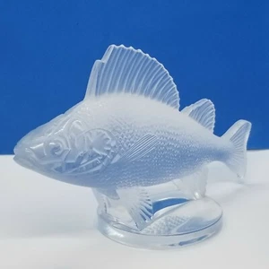 Adorno de capucha de pescado LALIQUE perche pisapapeles firmado esmerilado transparente - Imagen 1 de 9