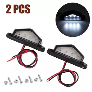 2x 4 LED LICENSE NUMBER PLATE LIGHT TAIL REAR LAMP CAR TRUCK TRAILER LORRY VAN - Picture 1 of 9
