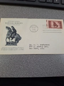 1948 First Day Cover 3 cent stamp 50Th Anniversary Rough Riders art cachet - Picture 1 of 3