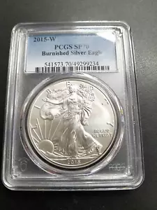 2015-W $1 Eagles PCGS SP70 Burnished Silver Eagle - Picture 1 of 2