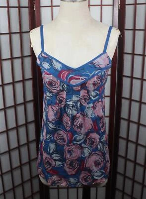 Top sin mangas INC International Concepts talla 6 100 % seda azul floral abstracto Foto 1 de 4