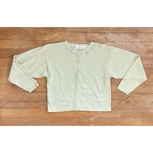 Vintage Girls Cardigan Size 14/16 KC Parker Floral Embroidered Linen/Cotton - Picture 1 of 4