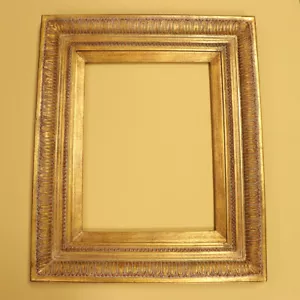 Ornamental 12" x 16" Picture Frame Gold Metal Leaf Hand-Laid Compo Made In USA - Picture 1 of 5