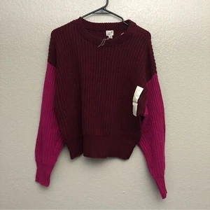A New Day Women’s Burgandy & Pink Cable Knit Sweater Small NWOT - Picture 1 of 3