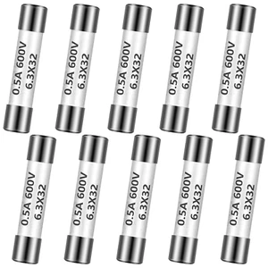 10 Pcs 0.5A 600V DMM Fuses Fast Blow Action 500Ma Multimeter Fuses Brass Made - Picture 1 of 12