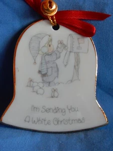 Precious Moments I'm Sending You a White Christmas Bell Shaped Ornament - Picture 1 of 5
