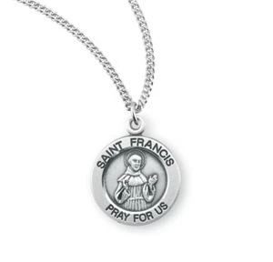 Sterling Silver Patron Saint Francis of Assisi Religious Medal Pendant Necklace - Picture 1 of 4