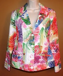 Chico's Women's Long Sleeve Jacket Blazer - Size 1 - Colorful Floral - EUC - Picture 1 of 6