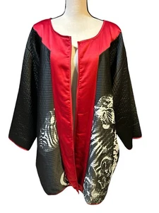 Very Vollbrach Kimono Sleeve Reverse Open Jacket Cheetah Zebra Plus 3X Quilted - Picture 1 of 9