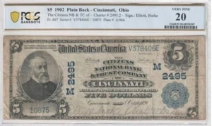 $5 1902 National Currency, Citizens National Bank & Trust, Cincinnati, OH VF 20 - Picture 1 of 2