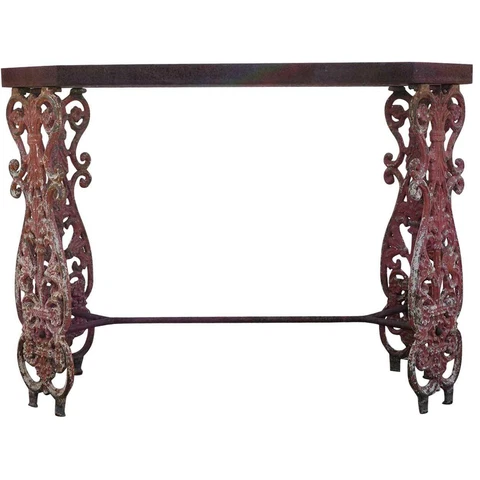 Antique English Painted Cast Iron Balusters Rectagonal Console Island Table Base Cover