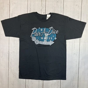 ⚡️Las Vegas Pair-A-Dice Motel Size L Charcoal Gray Short Sleeve T-Shirt - Picture 1 of 8