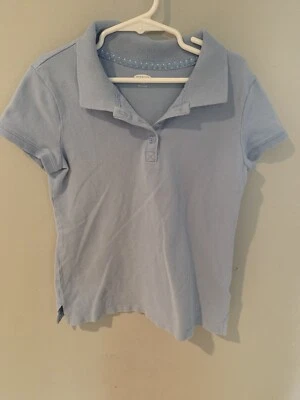 Old Navy Girls Collared Polo Shirt Uniform Size 8 Baby Blue - Image 1 of 4
