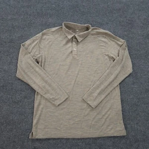 Coolibar Polo Shirt Mens Medium Tan Merino Suntect Wool Blend Hike Camp Outdoors - Picture 1 of 12