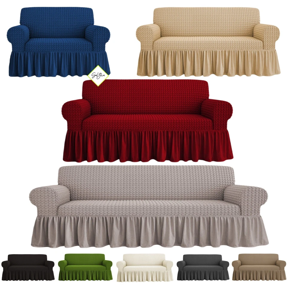 Copridivano Gonnellino Volant 1 2 3 4 Posti Elasticizzato Copripoltrona Voilà - Immagine 1 di 1