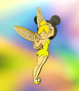 Disney Tinker Bell with Glitter Wings Gold Tone Metal Limited Edition Single Pin - Picture 1 of 7