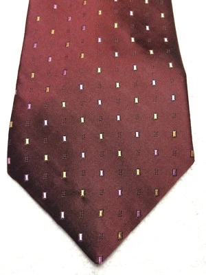DKNY MENS TIE BURGUNDY WITH YELLOW AND PINK 3.75 X 58  - Image 1 of 4