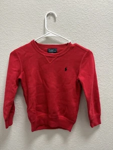 Vintage 90s Polo Ralph Lauren Red Crew Neck Pullover Youth Sweater Kids Size 6 - Picture 1 of 2