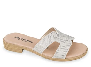 Sandali ciabatte Valleverde 55400 ghiaccio con strass tacco 2,5 cm Made in Italy - Picture 1 of 1