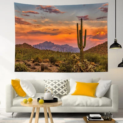 Nature Sunset Clouds Desert Cactus Tapestry Wall Hanging for Living Room Bedroom - Image 1 of 4