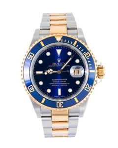 Rolex Submariner 16613 Blue Dial Steel & Gold 40mm Watch 2003 Full-Set - Picture 1 of 10
