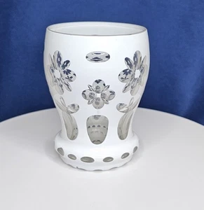 Vintage Bohemian White Cased Over Crystal Glass Beaker - Picture 1 of 3