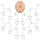 12 Anelli per Ombelico Trasparenti da 14 G 1.6 mm x 10 mm