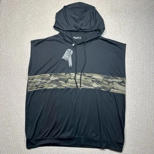 PAUL JONES Mens Sleeveless Zip Hoodie Lightweight Black Camo 2XL NWT - Picture 1 of 6
