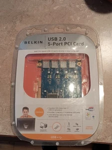 BELKIN USB 2.0 5-PORT PCI CARD - 1 Internal/4 External Mac PC New in Package!!! - Picture 1 of 4