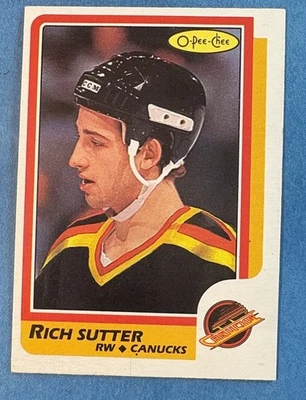 1986-87 O-Pee-Chee Hockey OPC #29 Rich Sutter  Vancouver Canucks NHL - Image 1 of 2